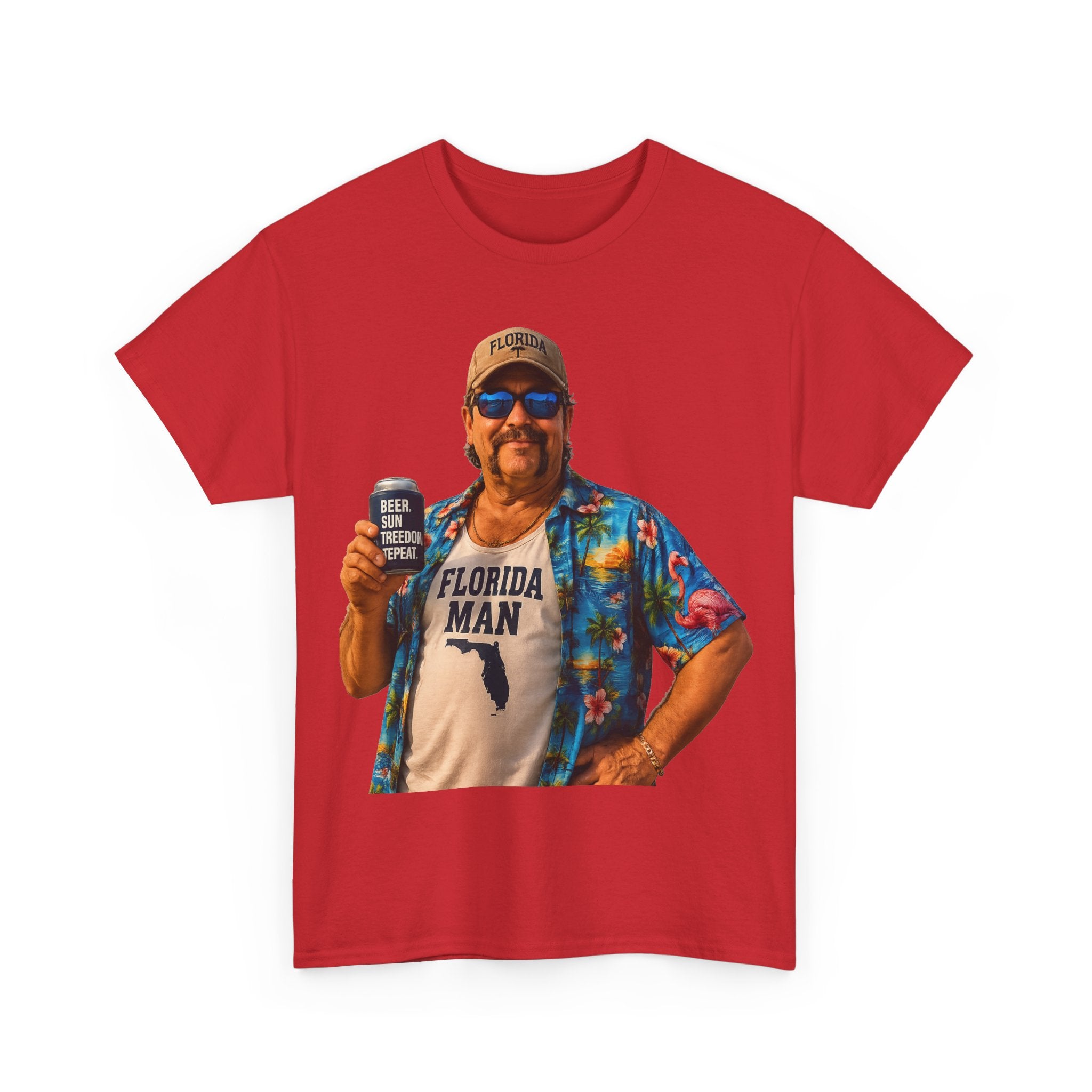 Florida Man Graphic Tee — Funny Vacation Shirt with Hawaiian Shirt Design