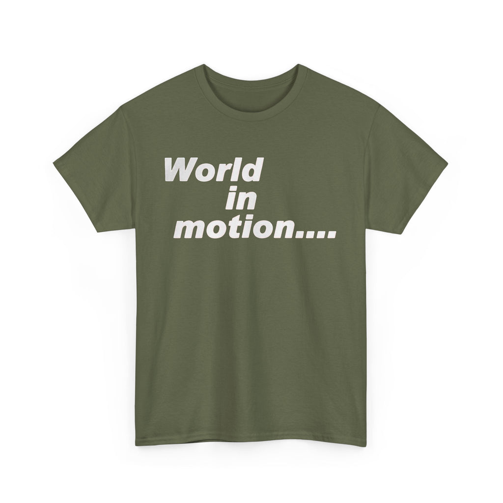 World in Motion Tee — Retro Typographic Graphic T-Shirt