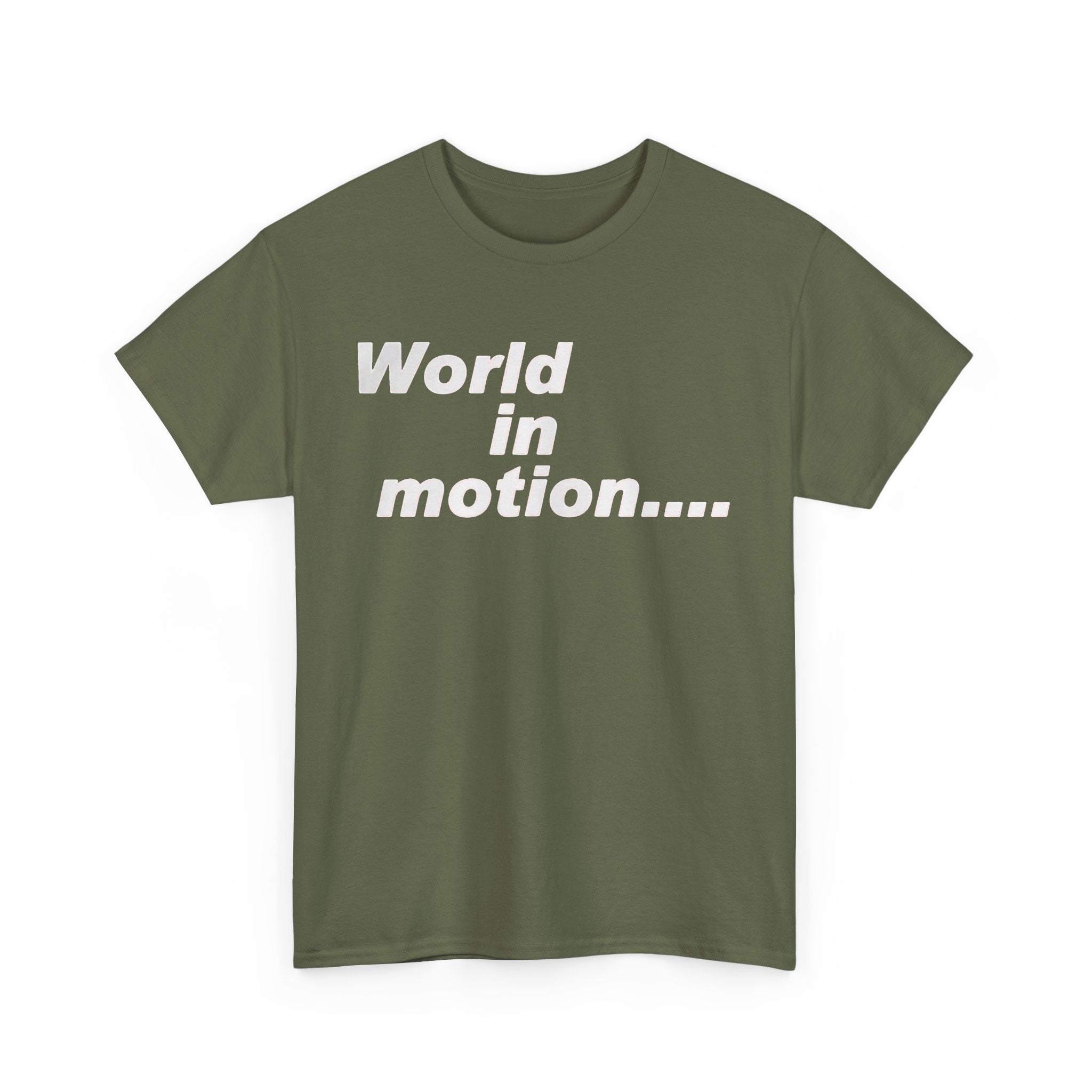 World in Motion Tee — Retro Typographic Graphic T-Shirt