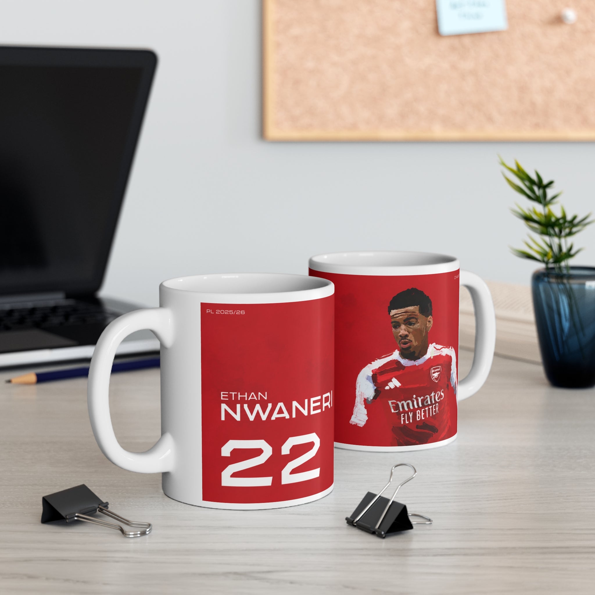 Ethan Nwaneri Arsenal Champions Ceramic Mug — Football Player Red 11oz/15oz