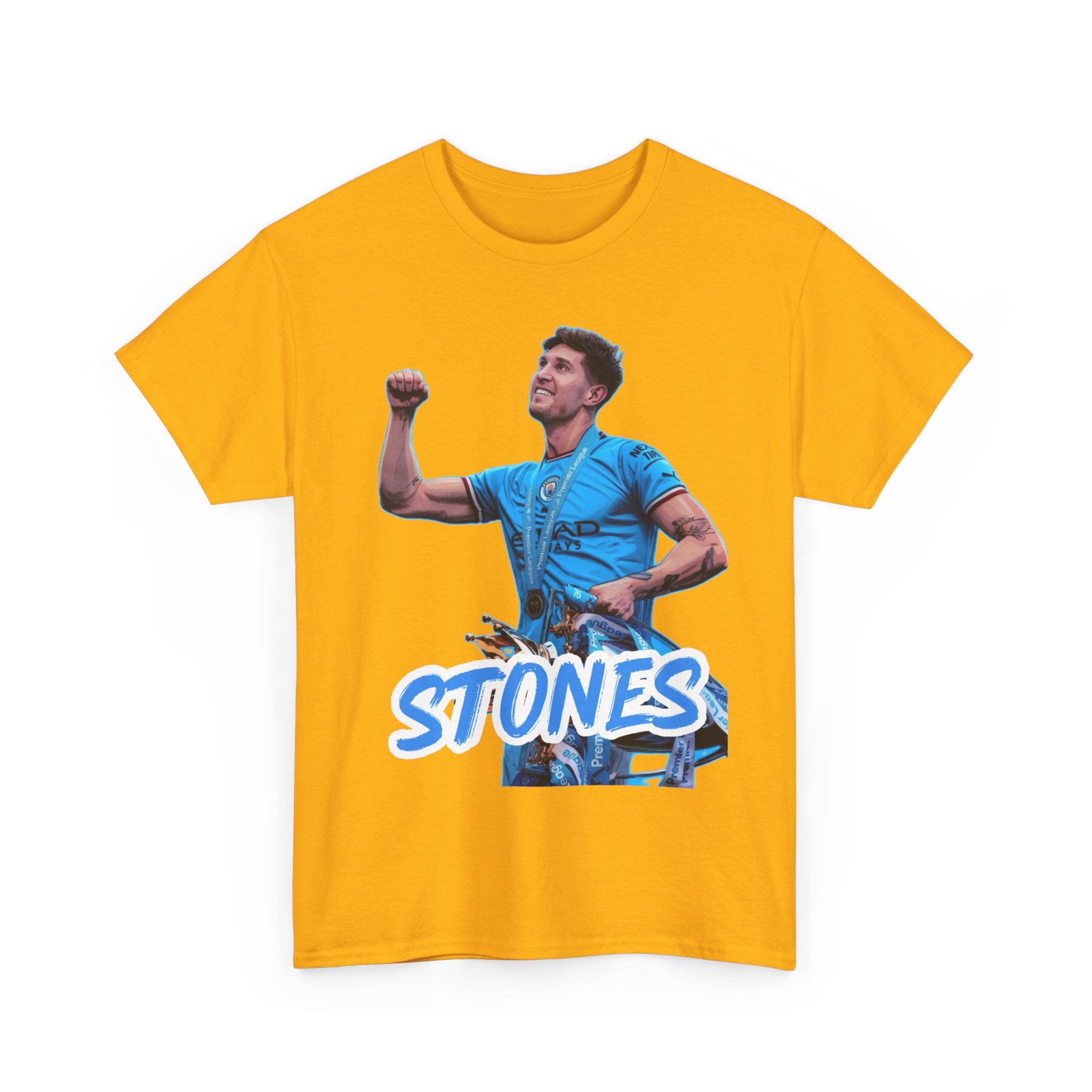 John Stones Manchester City Soccer Fan Tee — Blue Player Graphic T-Shirt