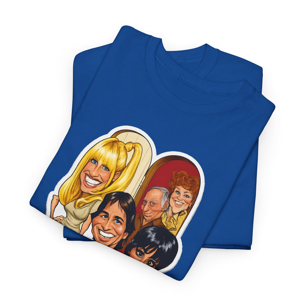 Three's Company Retro TV Tee — Vintage Sitcom Caricature T-Shirt