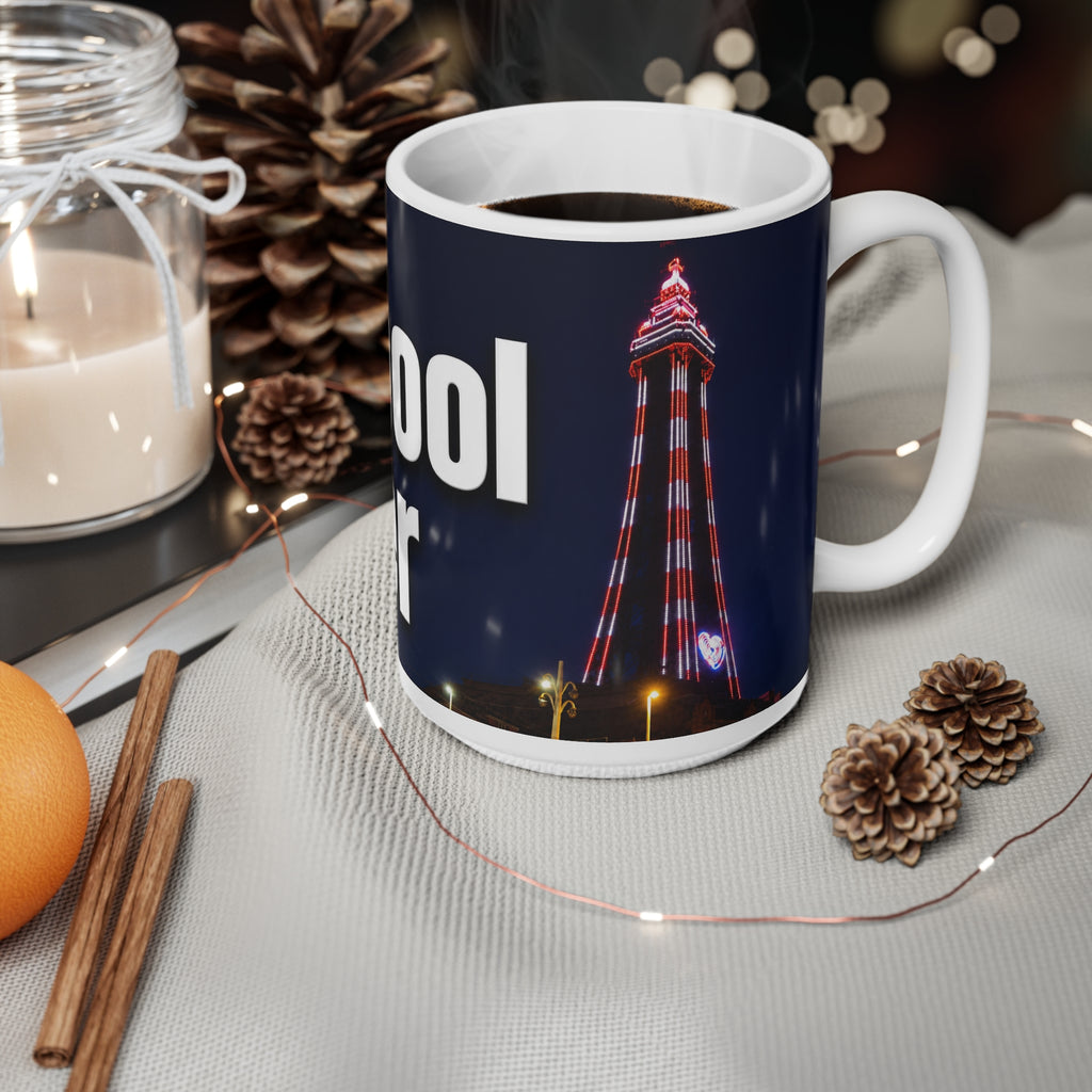 Blackpool Tower Night Skyline Ceramic Coffee Mug — 11oz & 15oz