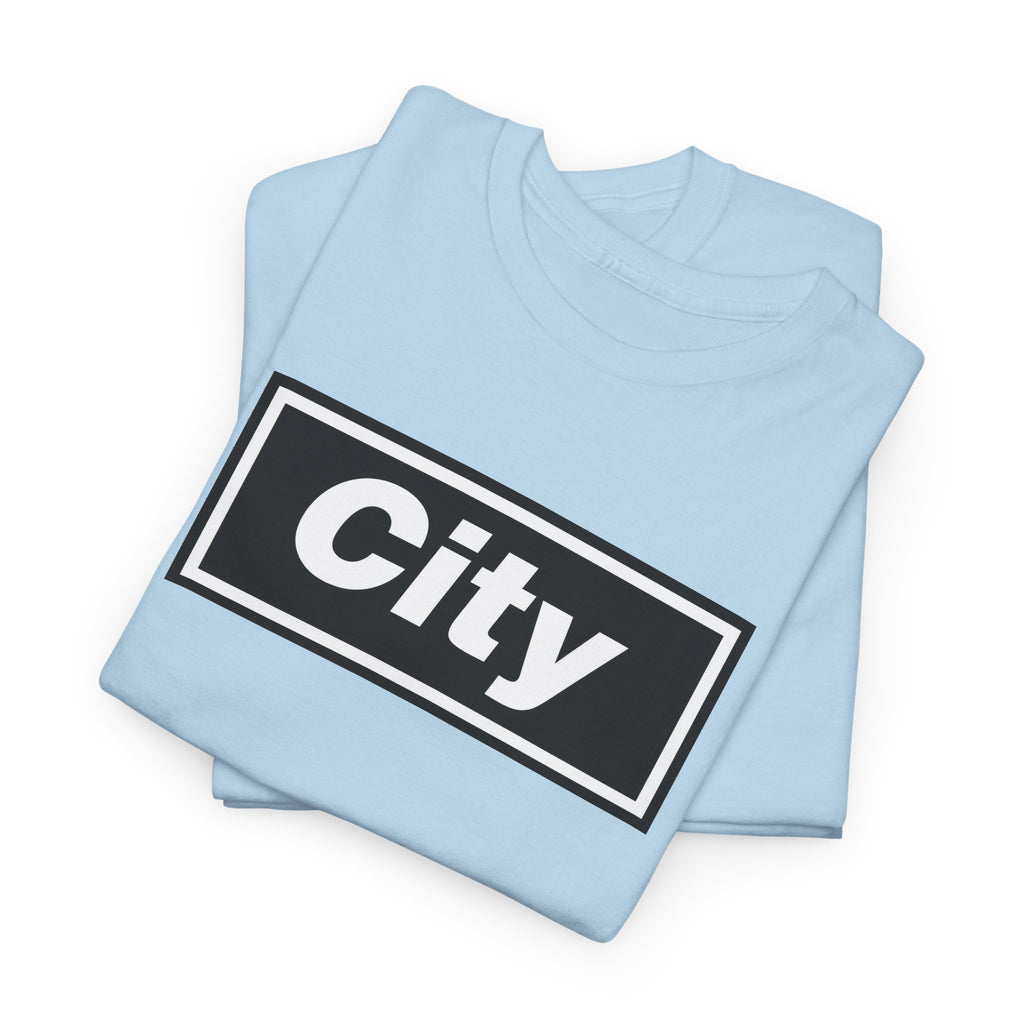 Man City Inspired Box Logo T‑Shirt — Minimal Urban Graphic Tee