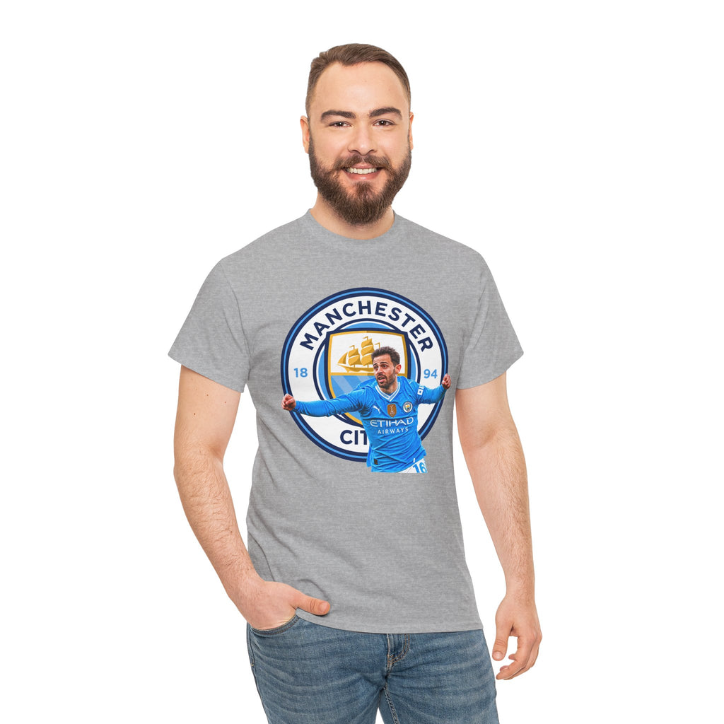 Bernardo SIlva Manchester City legend Cotton T‑Shirt — Blue Crest Football Tee