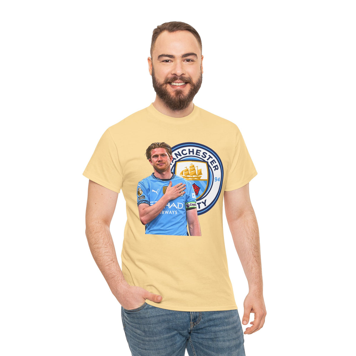 Kevin De Bruyne Manchester City Legend Cotton T-Shirt — Player Tribute Tee (Heart Badge Design)
