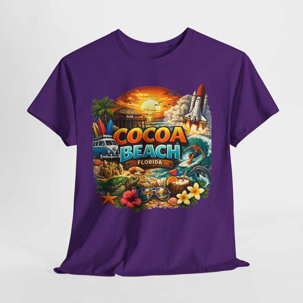 Cocoa Beach Florida Sunset Surf T-Shirt — Retro Beach Vacation Graphic Tee
