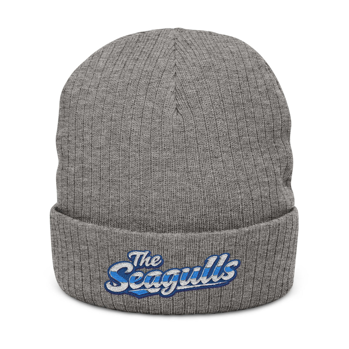 The Seagulls Ribbed Embroidered Knit Beanie — Cozy Ocean Vibe Winter Hat