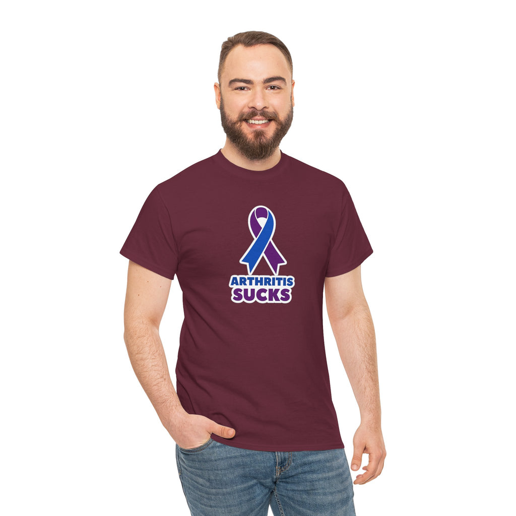 Arthritis Sucks Awareness T-Shirt — Purple & Blue Ribbon Support Tee