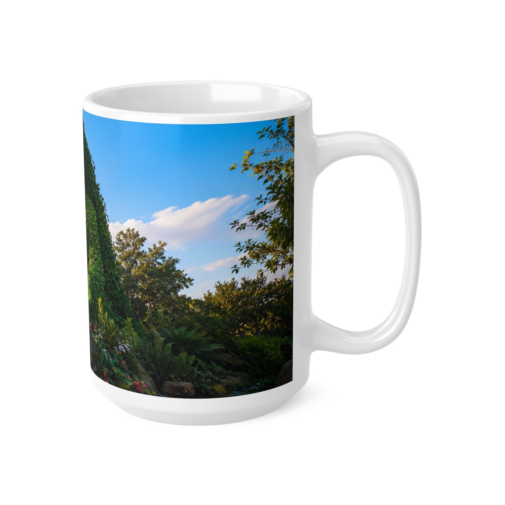 Disney Botanical Garden Mug — Green Topiary Goddess Scenic Ceramic Coffee Cup (11oz/15oz)