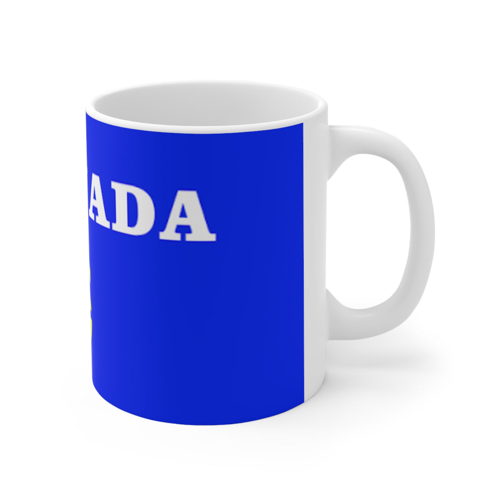 Granada TV Retro Emblem Ceramic Coffee Mug — Blue & Yellow Crest 11oz/15oz