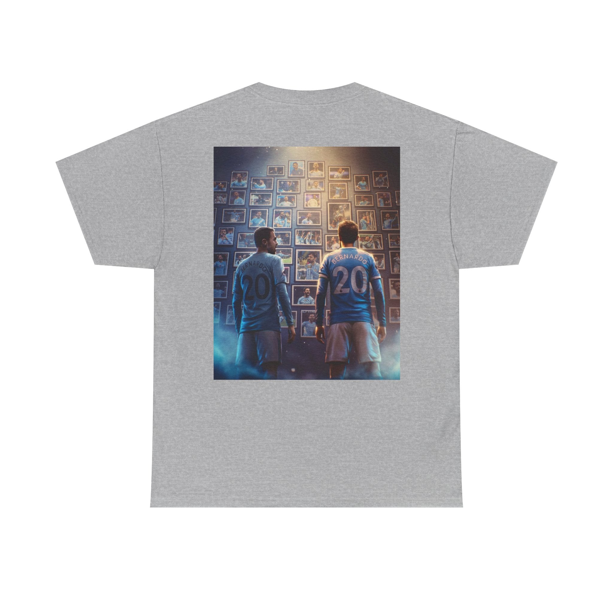 Bernardo Silva Manchester City Legend Graphic Tee — Player Cartoon Front & Tribute Poster Back