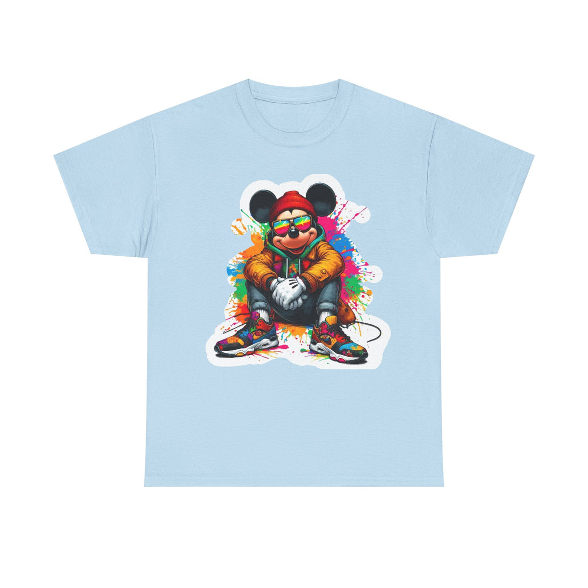 Streetwear Mouse Graphic Tee — Colorful Urban Hip-Hop Cartoon Shirt