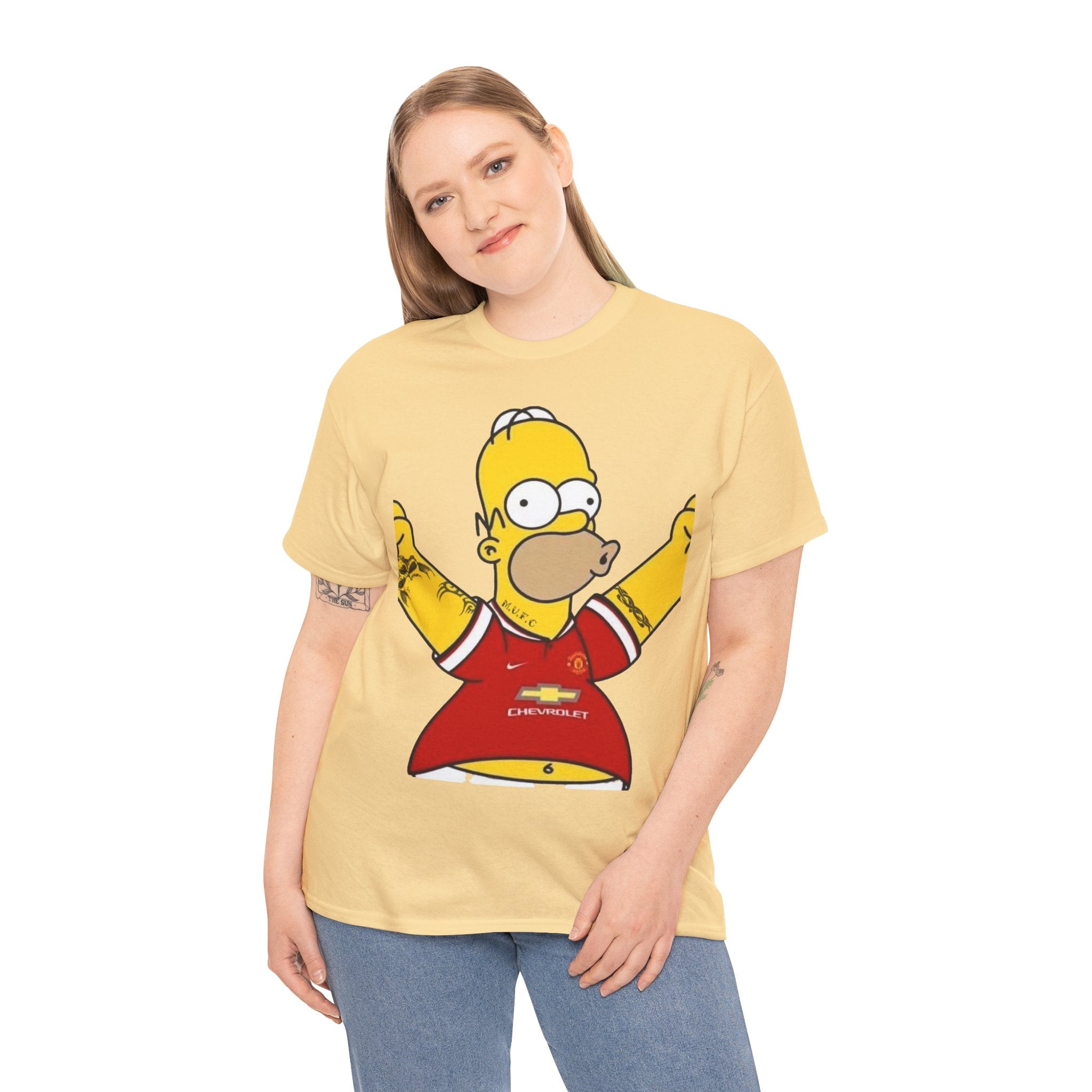 Homer Simpson Manchester Fan T-Shirt — Cartoon Football Supporter Tee
