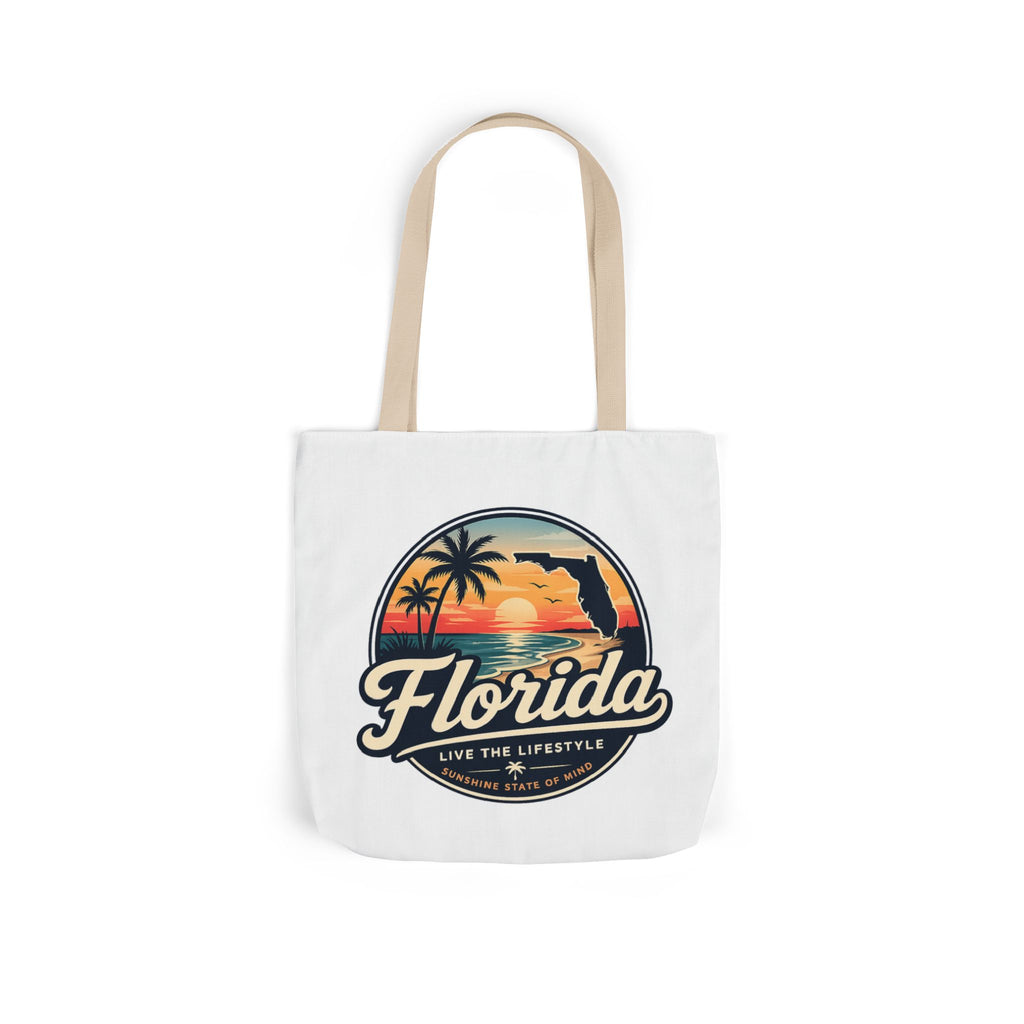 Florida Sunset Canvas Tote Bag — Retro Palm Beach Design