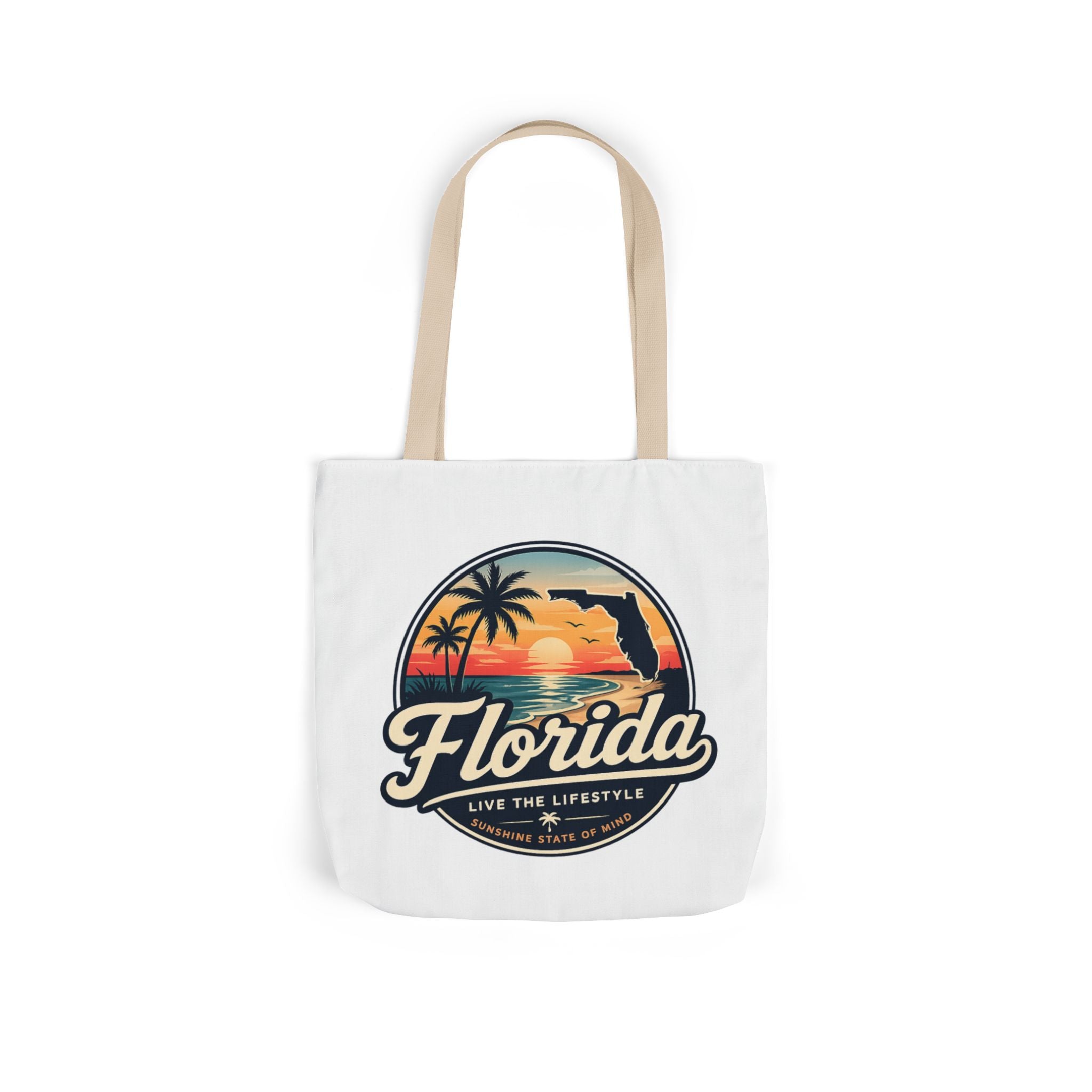 Florida Sunset Canvas Tote Bag — Retro Palm Beach Design