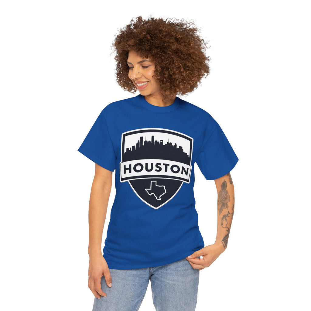 Houston Skyline Shield T-Shirt — Texas Outline City Pride Tee