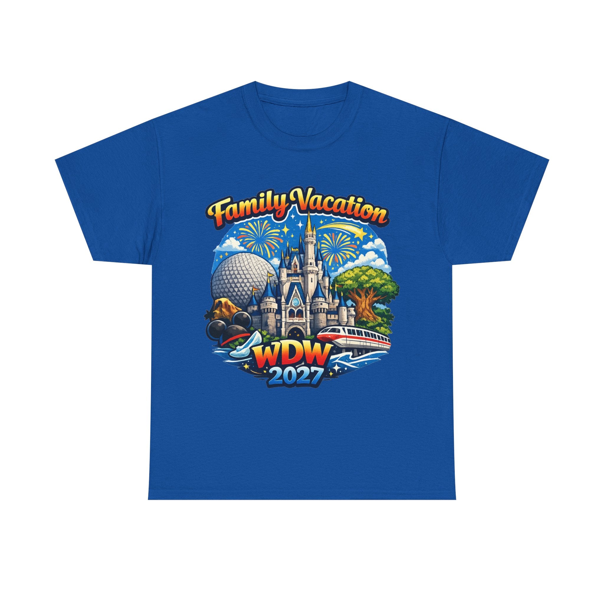 Family Vacation WDW 2027 T-Shirt – Disney Park Castle & Fireworks Vacation Tee
