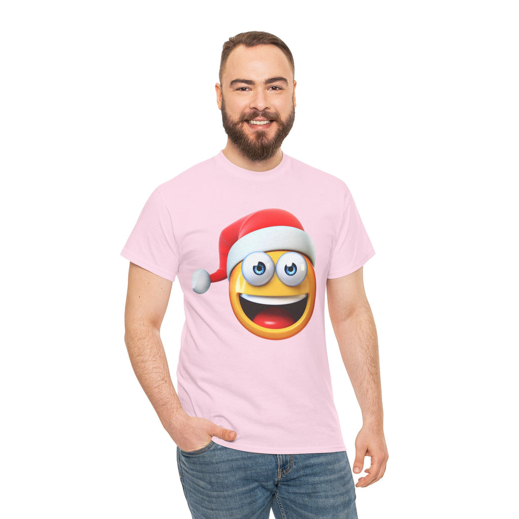Christmas Emoji T-Shirt — Santa Hat Smiley Holiday Tee