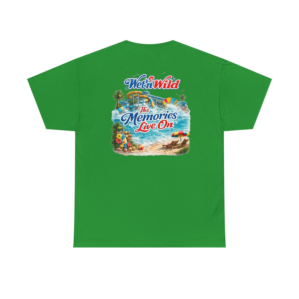 Wet'n Wild Beach Tee — "The Memories Live On" Retro Island Graphic Shirt