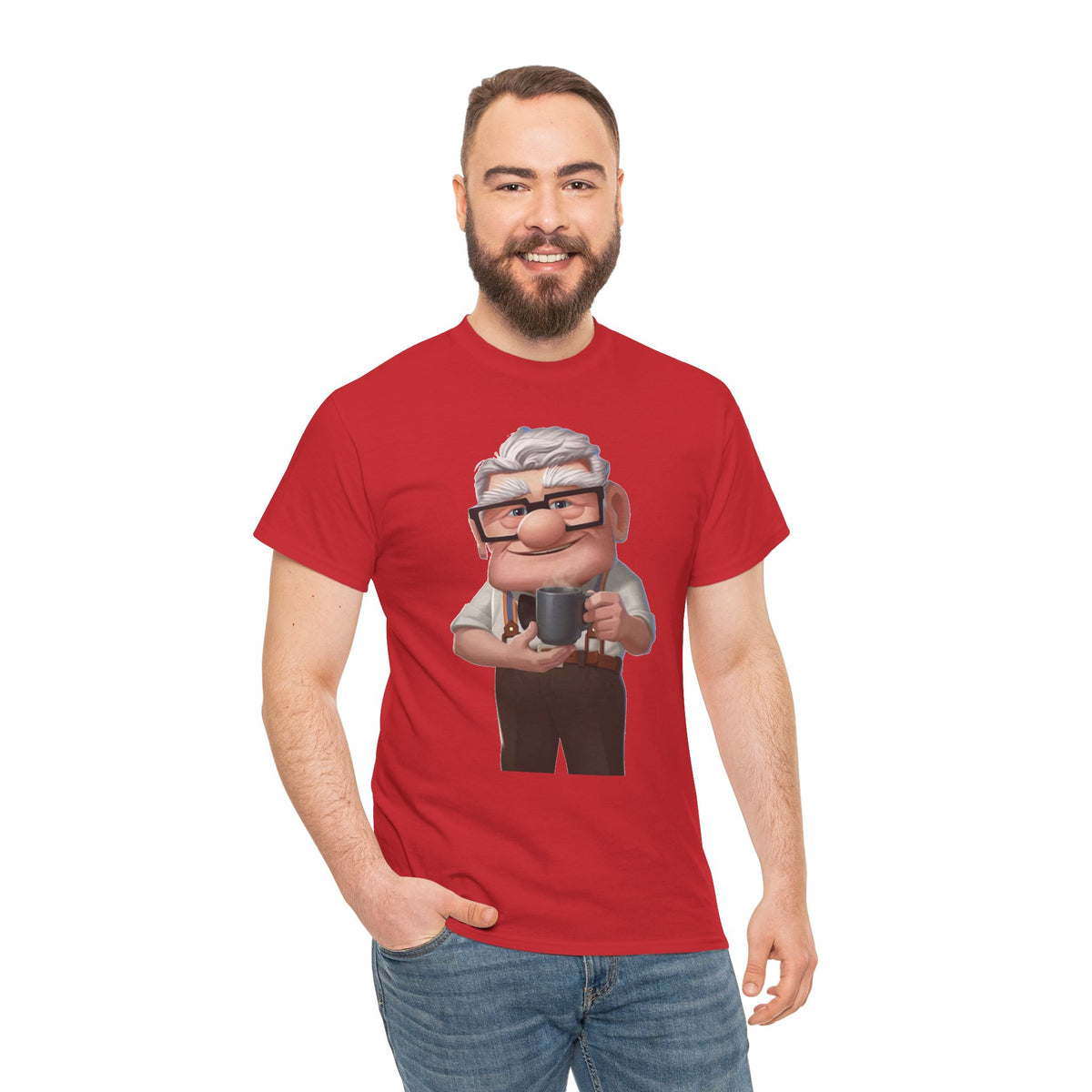 Disney Up Cartoon Grandpa Mug Graphic Tee - Cute Elderly Character T-Shirt