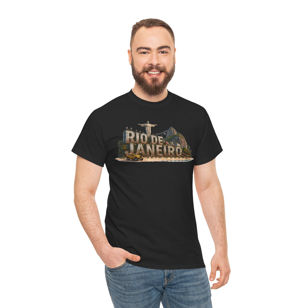 Rio de Janeiro Scenic T‑Shirt — Vintage Travel Tee with Christ the Redeemer Design