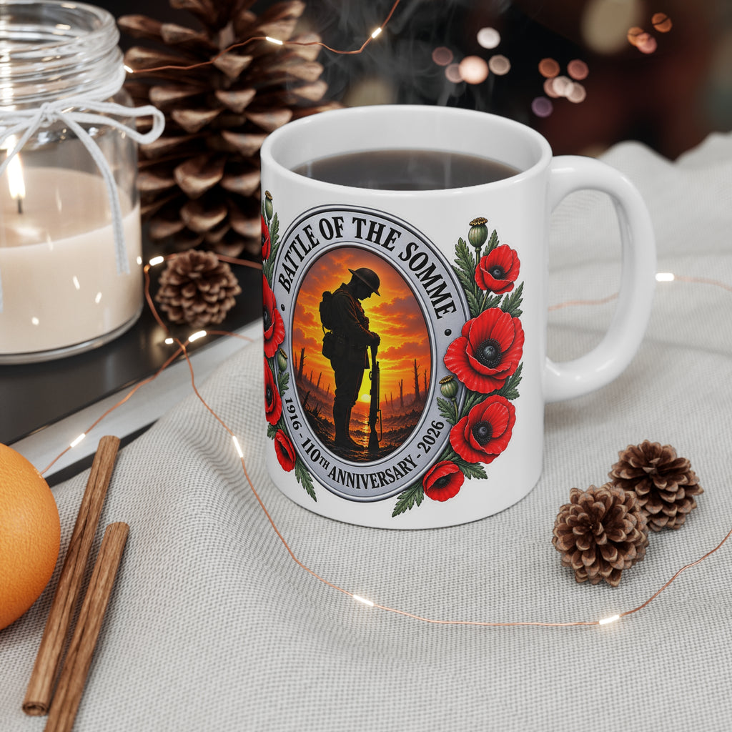 Battle of the Somme Poppy Memorial Mug — 11oz & 15oz Ceramic Coffee Cup