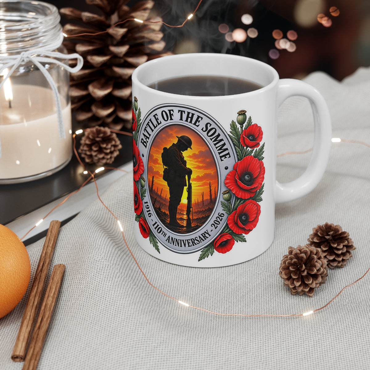 Battle of the Somme Poppy Memorial Mug — 11oz & 15oz Ceramic Coffee Cup