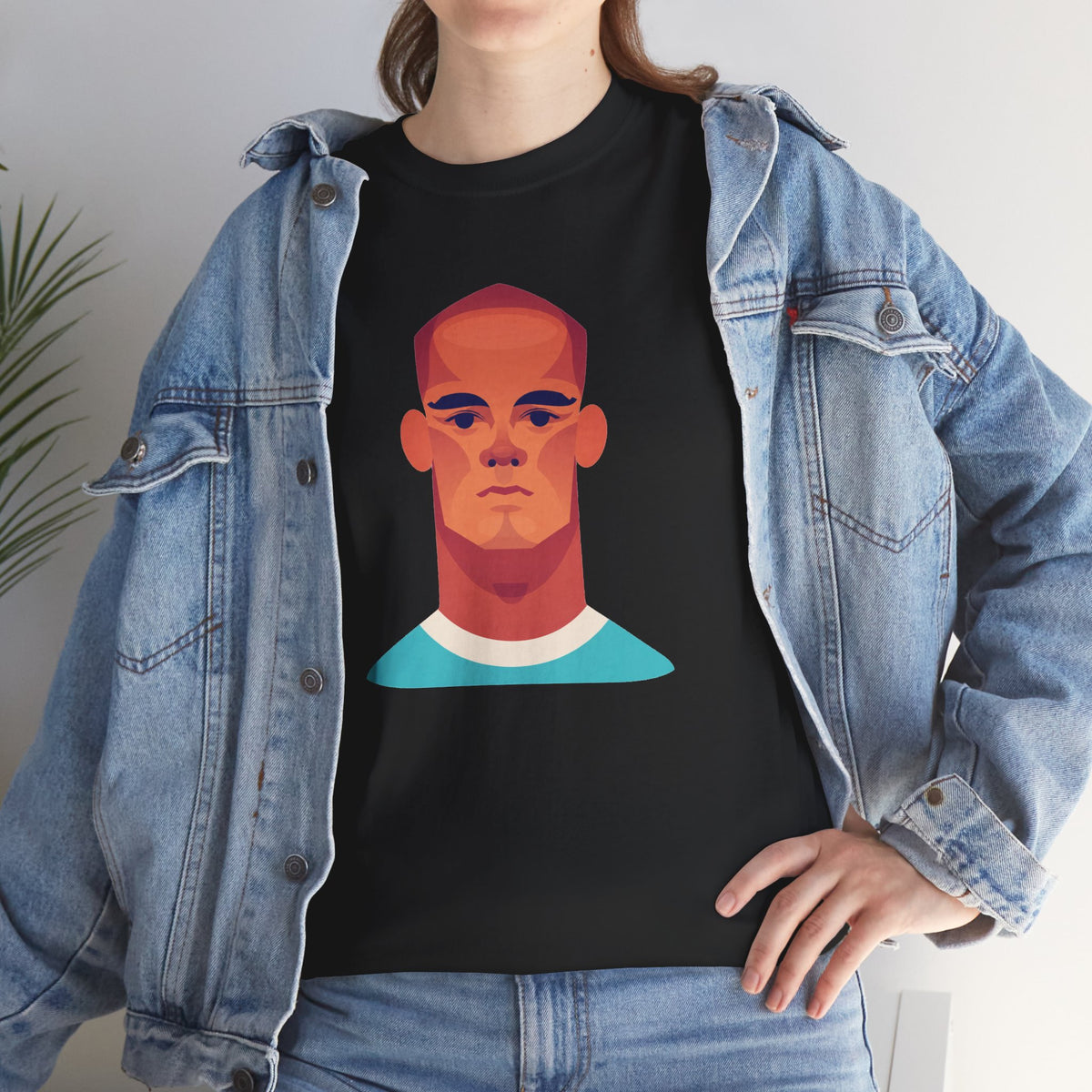 Vinny Kompany Manchester City Legend Minimalist Portrait Tee — Bold Stylized Face Graphic T-Shirt