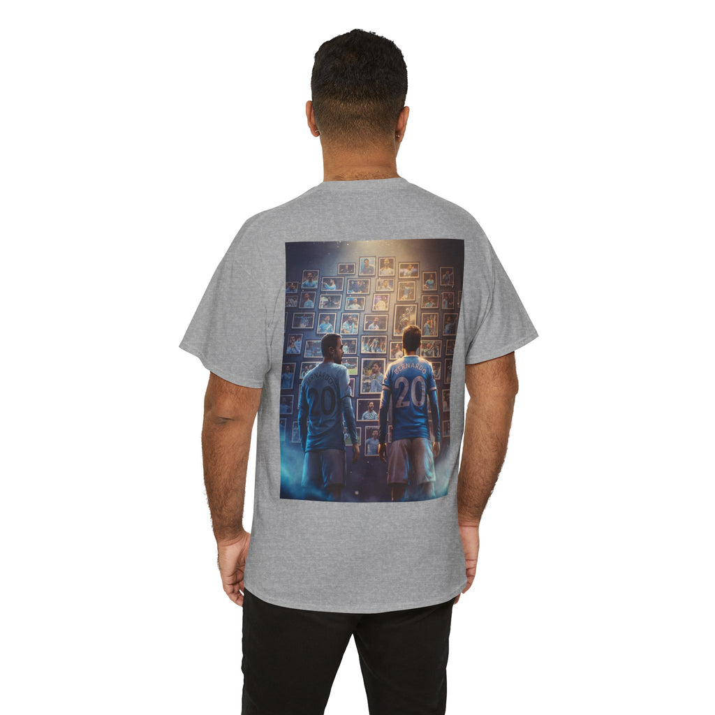 Bernardo Silva Manchester City Legend Graphic Tee — Player Cartoon Front & Tribute Poster Back