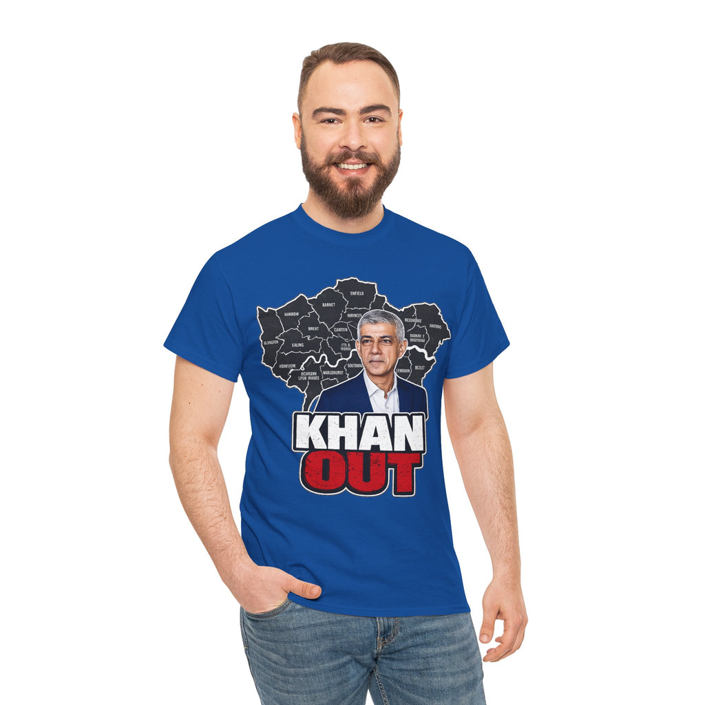 Sadiq Khan Out" Political Protest Tee with Sadiq Khan Graphic T-Shirt