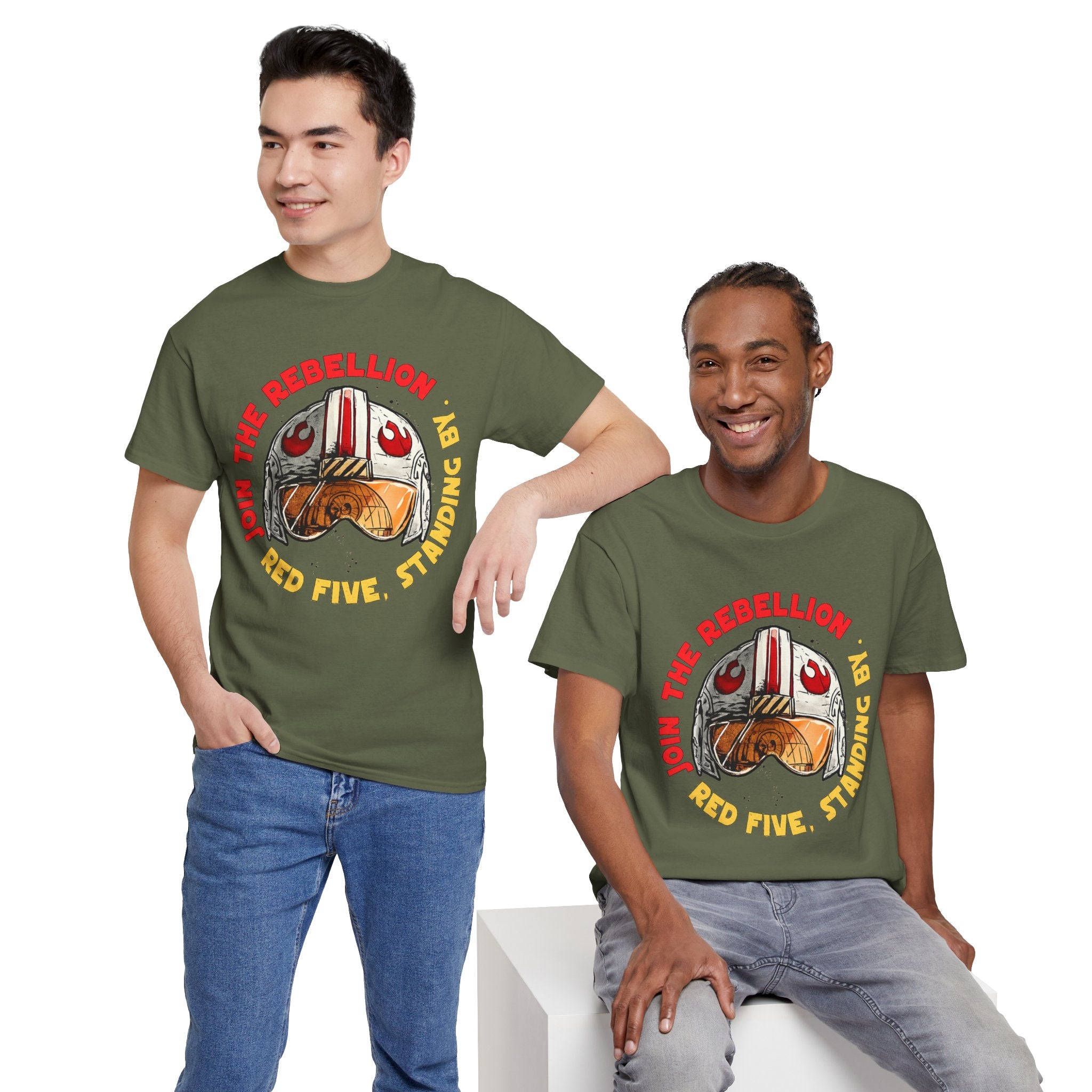 Rebel Pilot T-Shirt — "Join the Rebellion, Red Five" Vintage Helmet Design