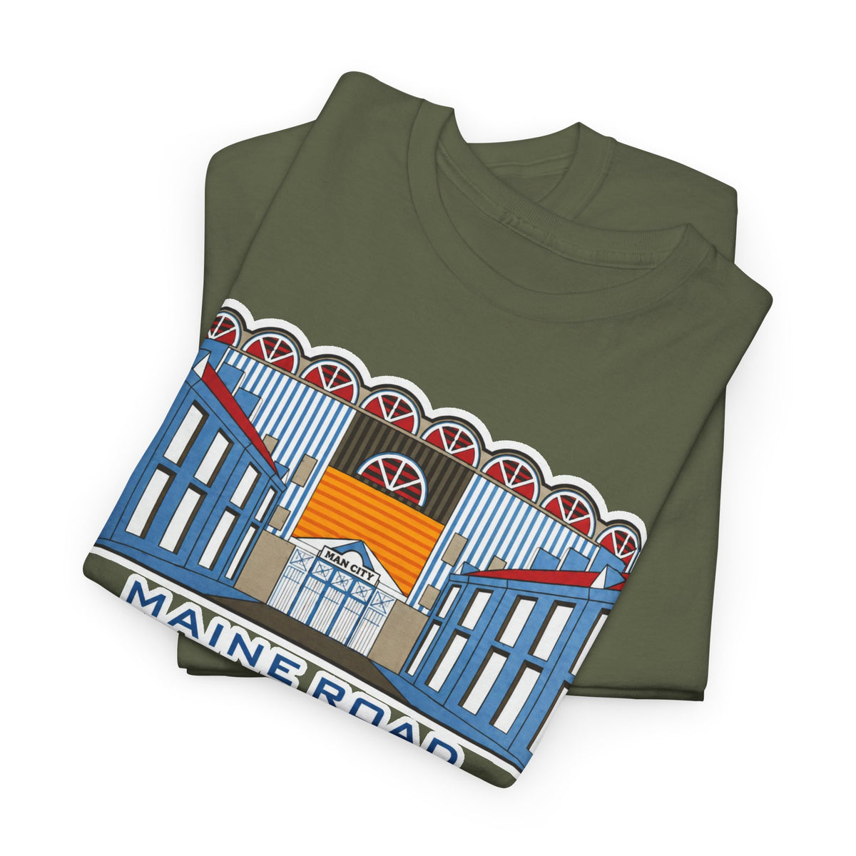 Maine Road 1923–2003 Cotton T-Shirt — Vintage Stadium Illustration Tee
