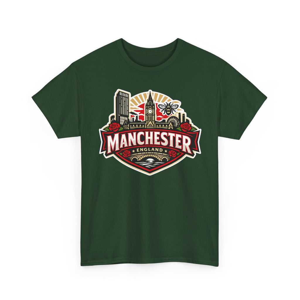 Manchester England Skyline T-Shirt — Vintage City Crest Tee