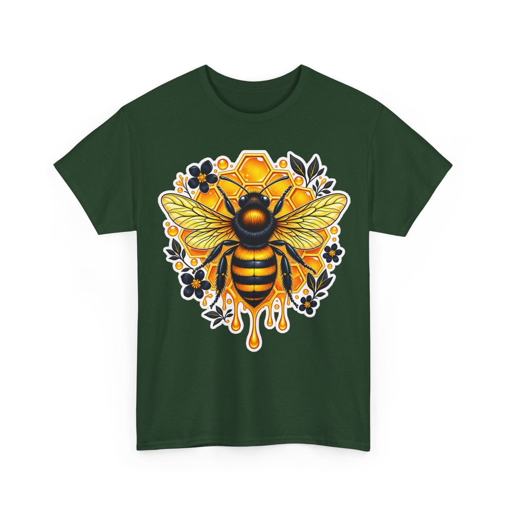 Manchester Bee Honeycomb T‑Shirt — Floral Dripping Honey Graphic Tee