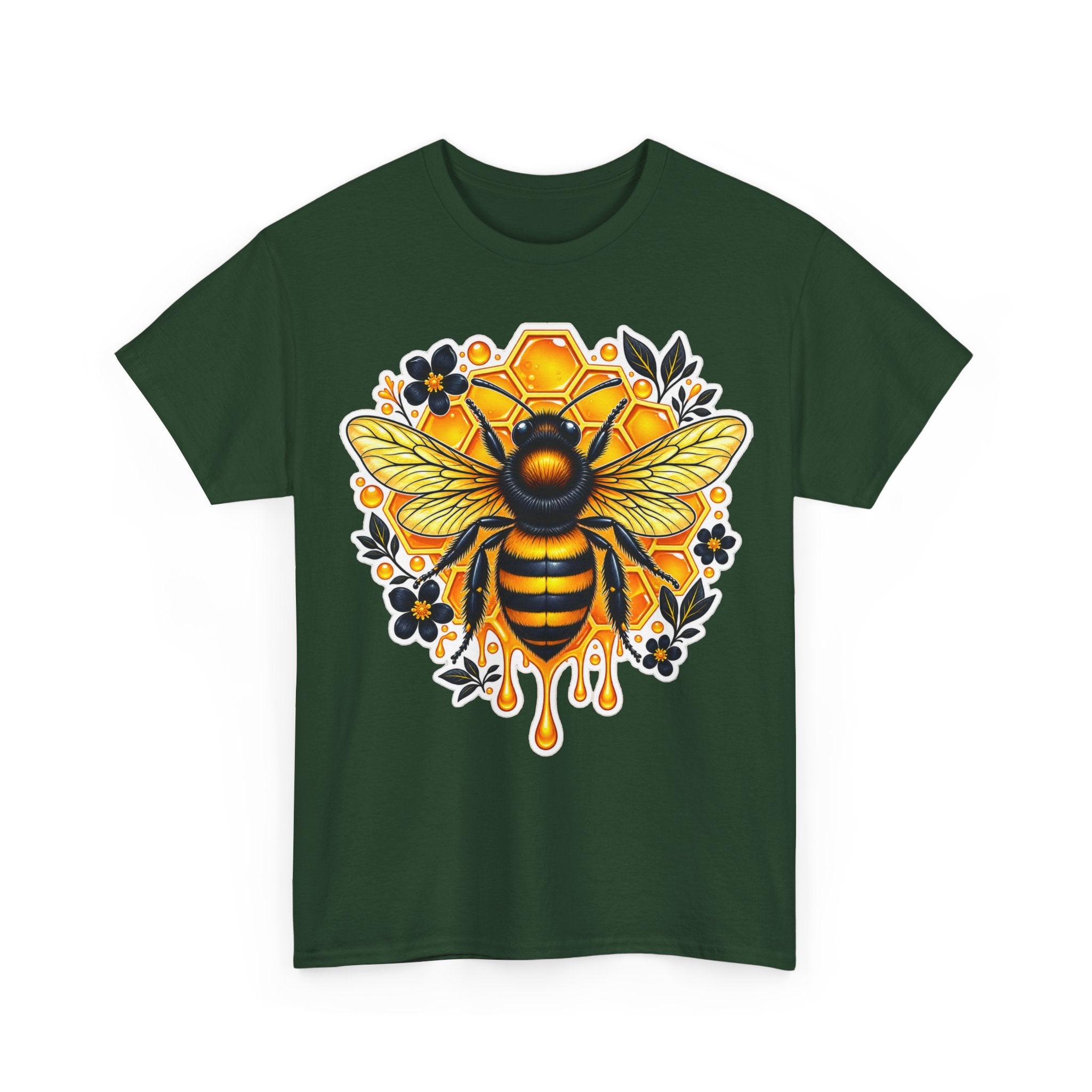 Manchester Bee Honeycomb T‑Shirt — Floral Dripping Honey Graphic Tee