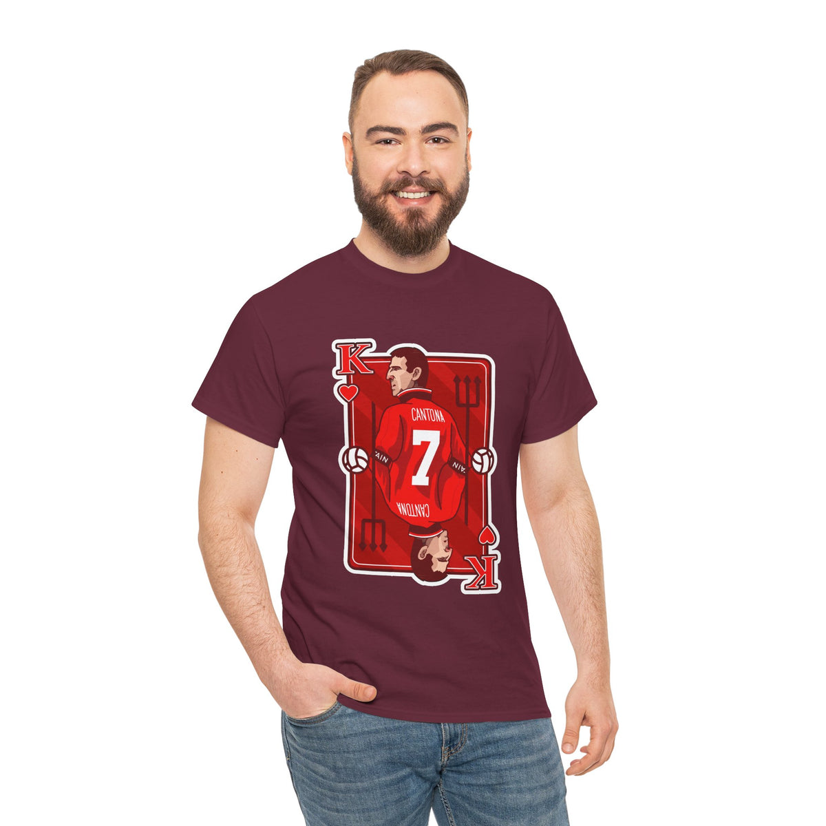 Cantona Playing Card Cotton T-Shirt / Tee — Number 7 Custom Jersey Design