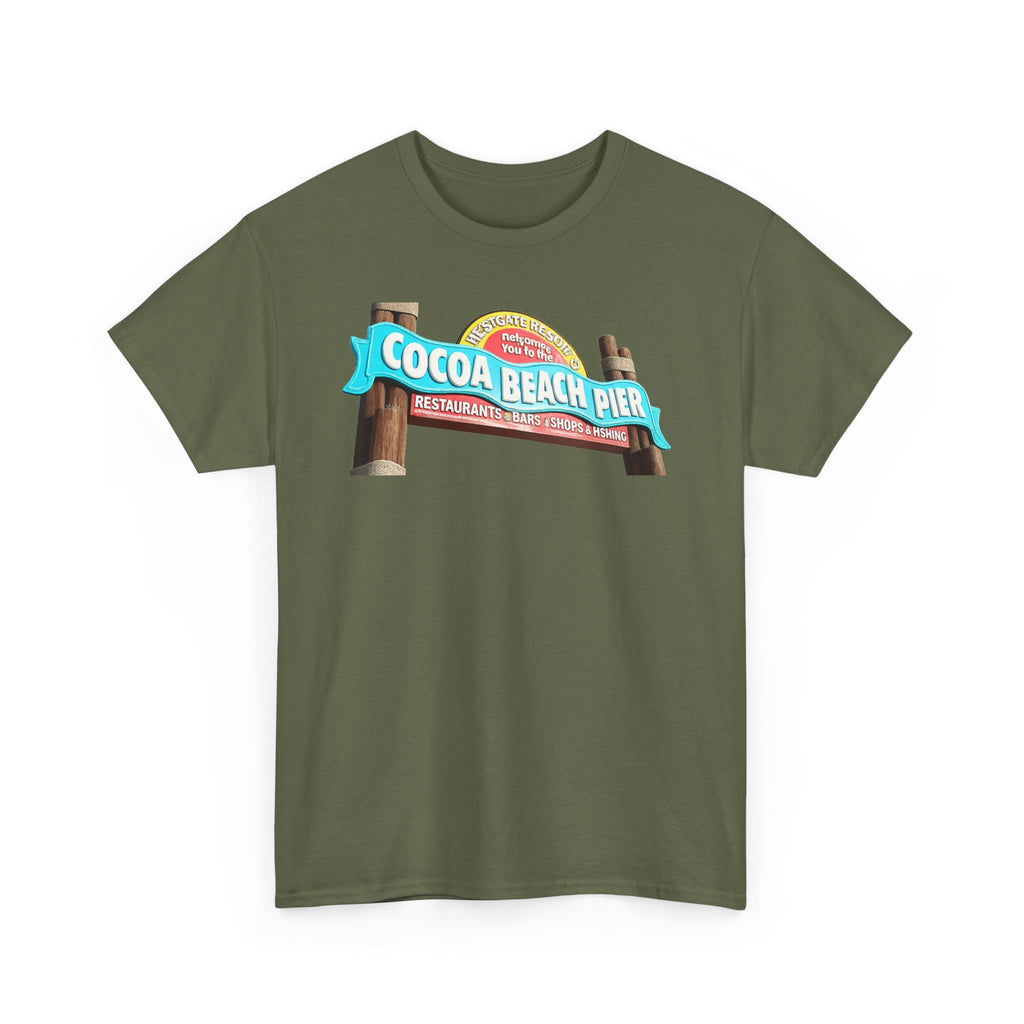 Cocoa Beach Pier T‑Shirt — Retro Beach Sign Vacation Tee