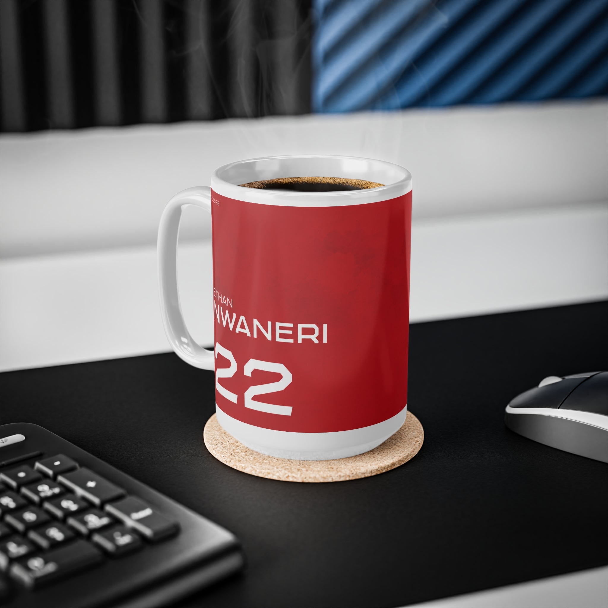 Ethan Nwaneri Arsenal Champions Ceramic Mug — Football Player Red 11oz/15oz
