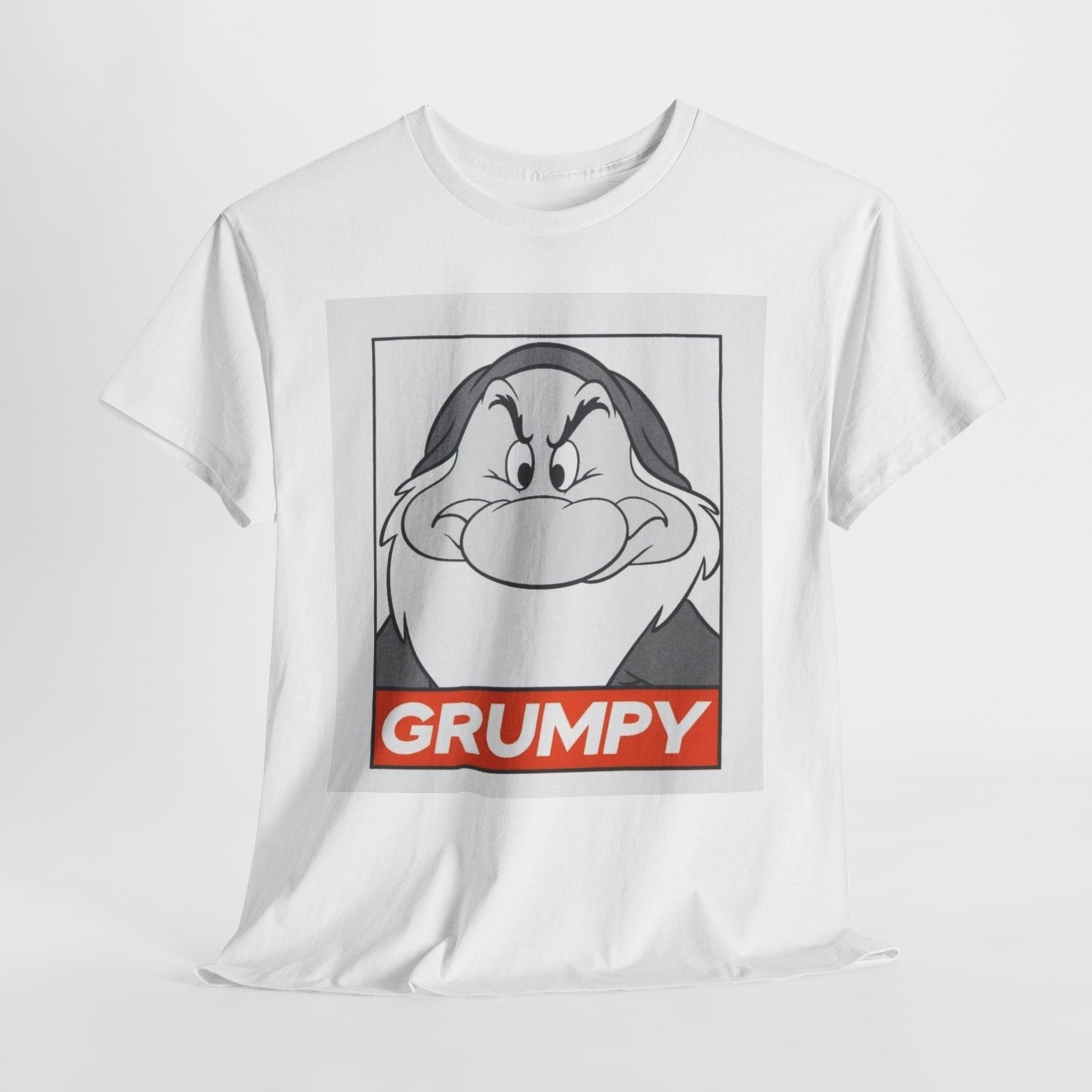 Grumpy Dwarf Graphic Tee — Vintage Cartoon Face "GRUMPY" Shirt