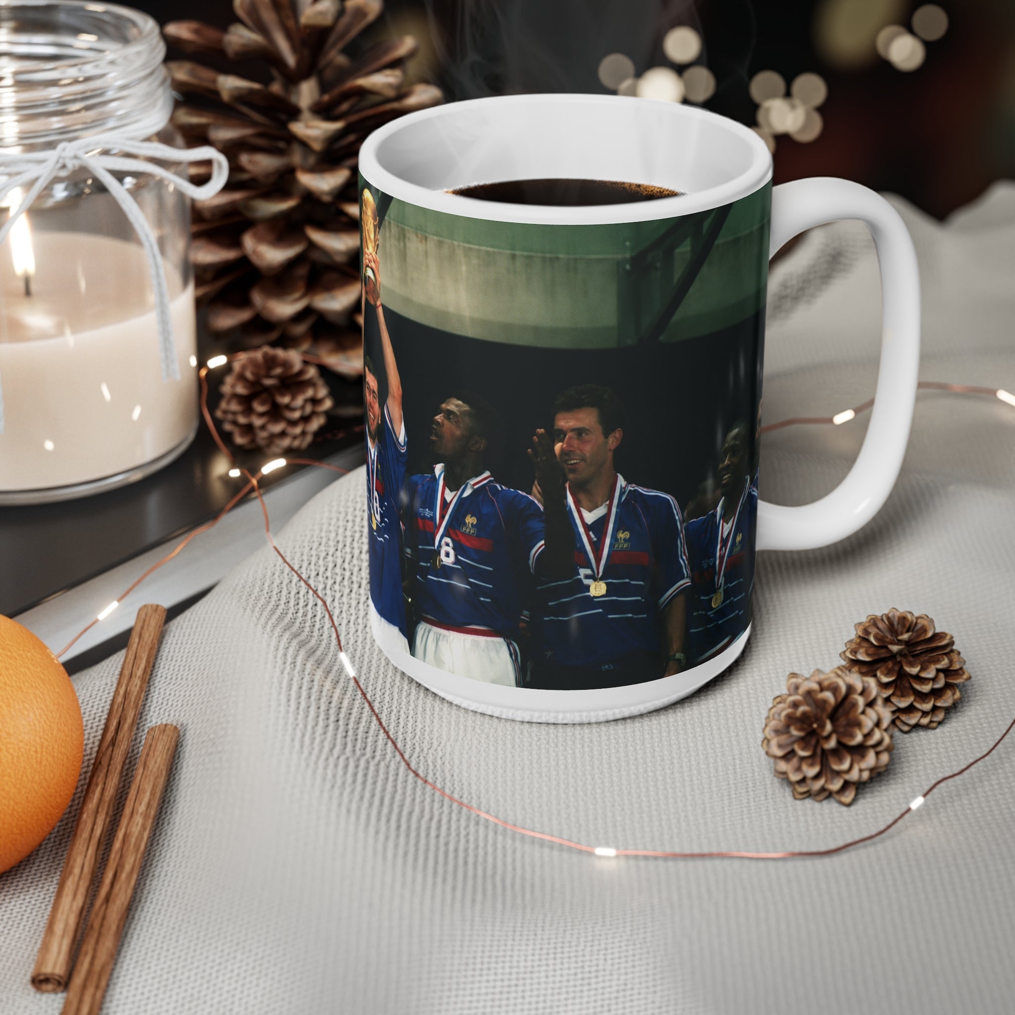 France World Cup Winners Mug — Vintage Soccer World Cup Winners Photo Ceramic Coffee Cup (11oz, 15oz)
