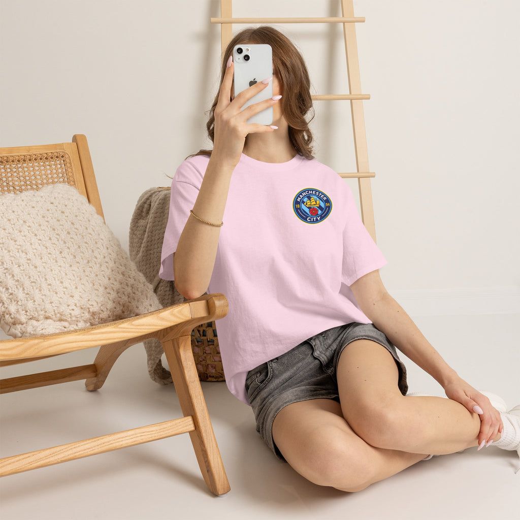 Manchester City Inspired Crest T‑Shirt – Circular Badge Chest Logo Tee