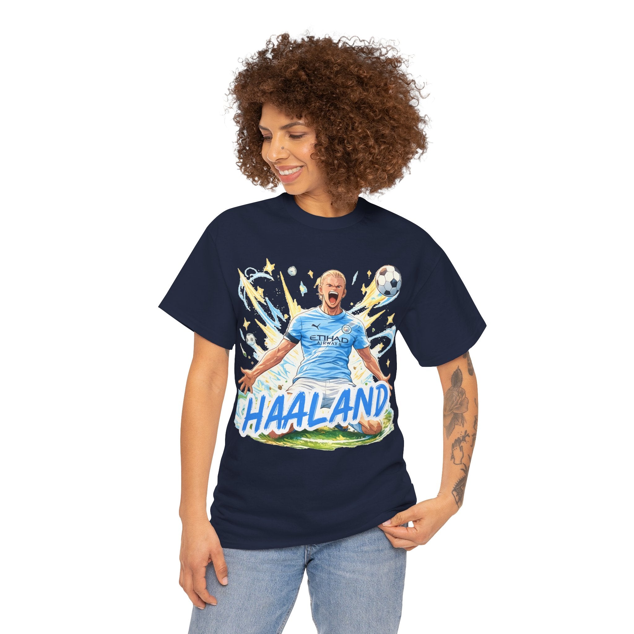 Erling Haaland Anime Fan Tee — Celebratory Football Player Graphic T-Shirt