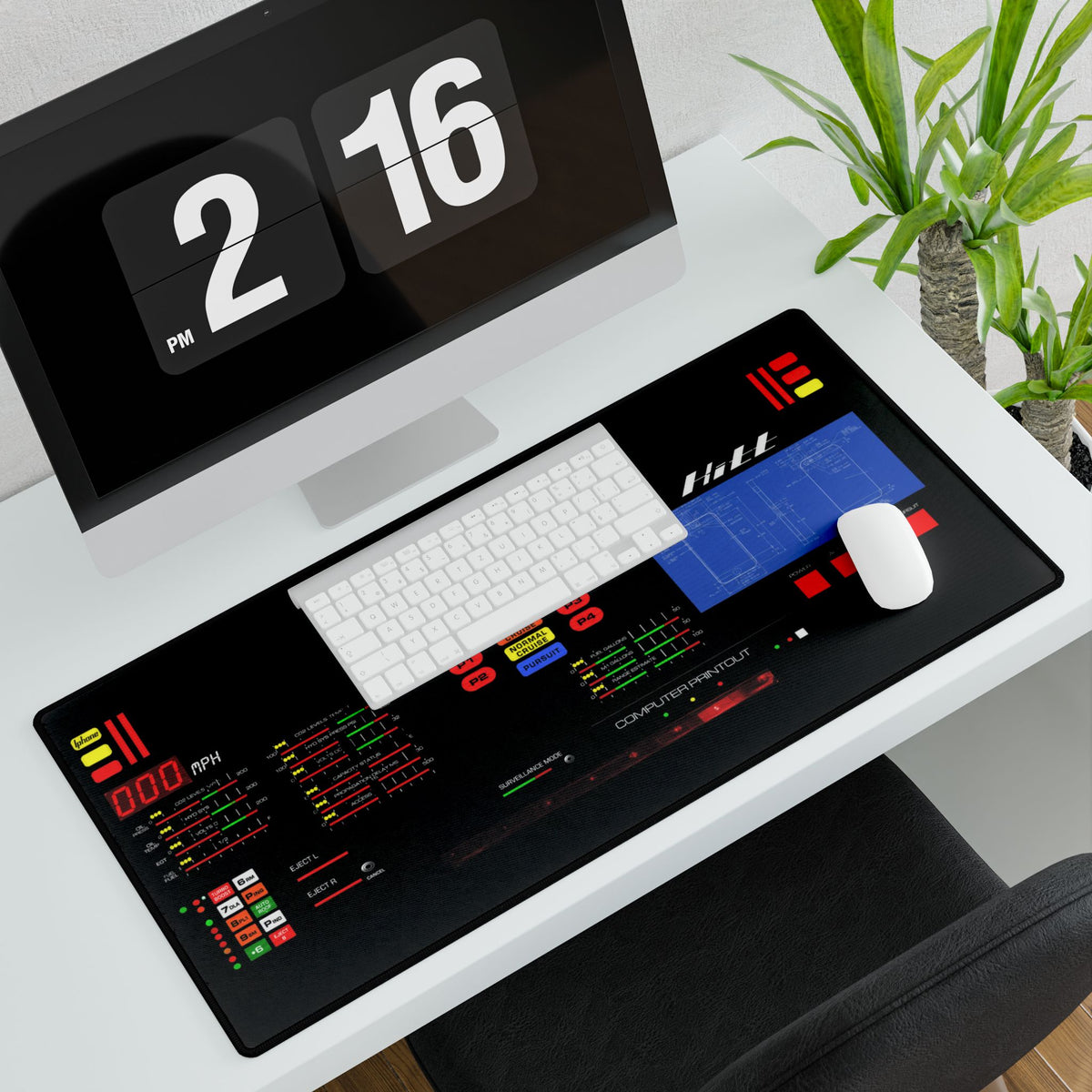 Knight Rider Kitt Dashboard Futuristic Control Panel Desk Mat – Retro HUD Gaming/Workstation Pad