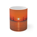 Skyway Sunset Bridge Ceramic Coffee Mug — Orange Seascape 11oz & 15oz