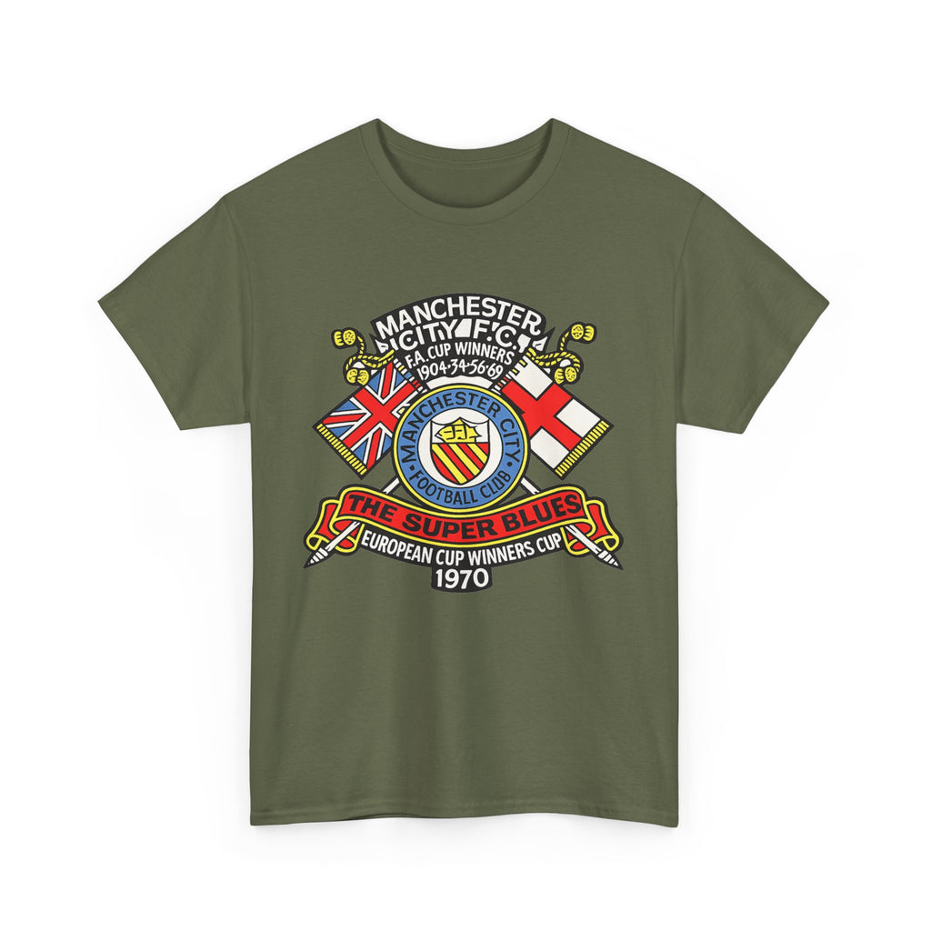 Manchester City Vintage Crest Tee — 'The Super Blues' 1970 European Cup Winners