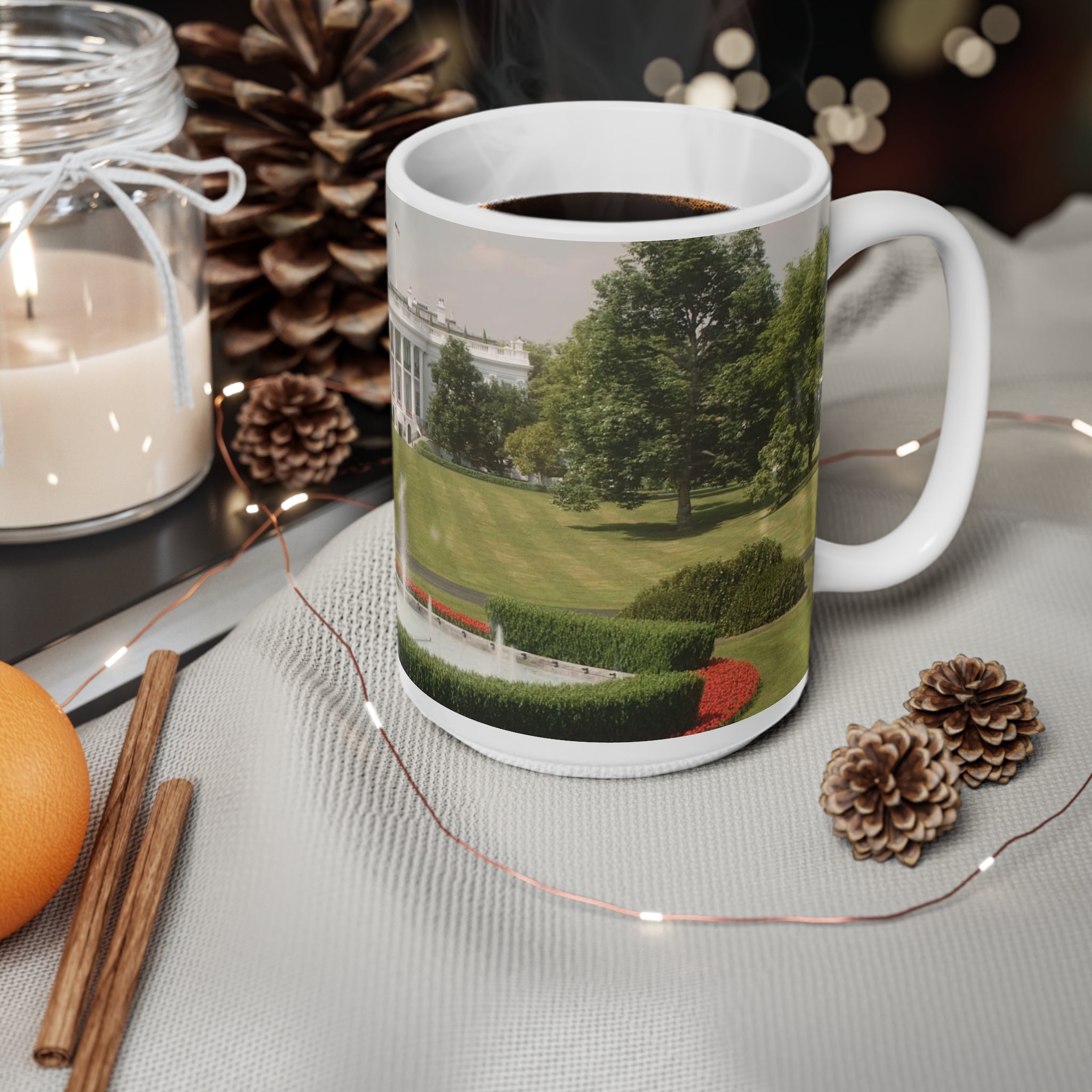 White House Scenic Photo Mug — Presidential Landmark Ceramic Coffee Cup (11oz & 15oz)