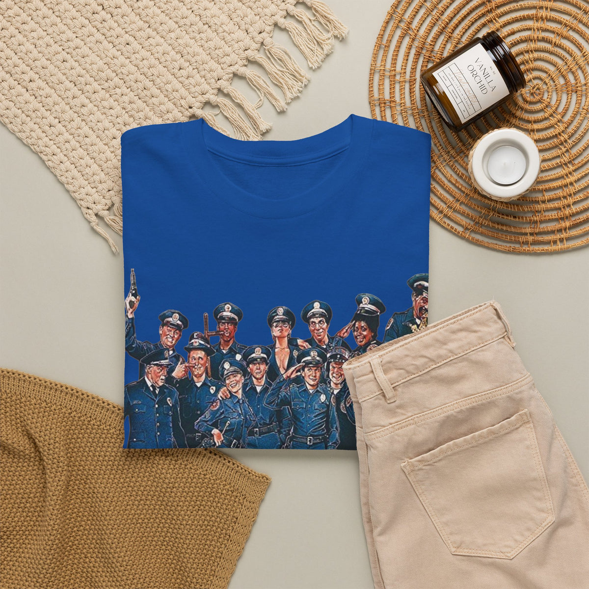 Police Academy Movie Inspired Cotton T‑Shirt — Retro Squad Photo Tee