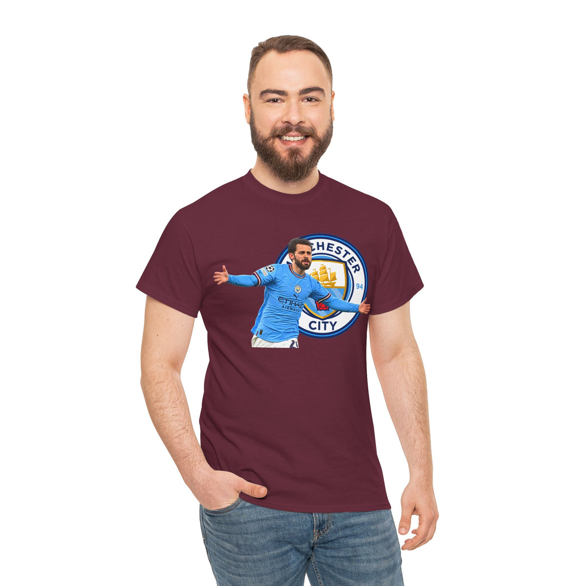 Bernardo Silva Manchester City Football Club Graphic Tee — Celebratory Player Design