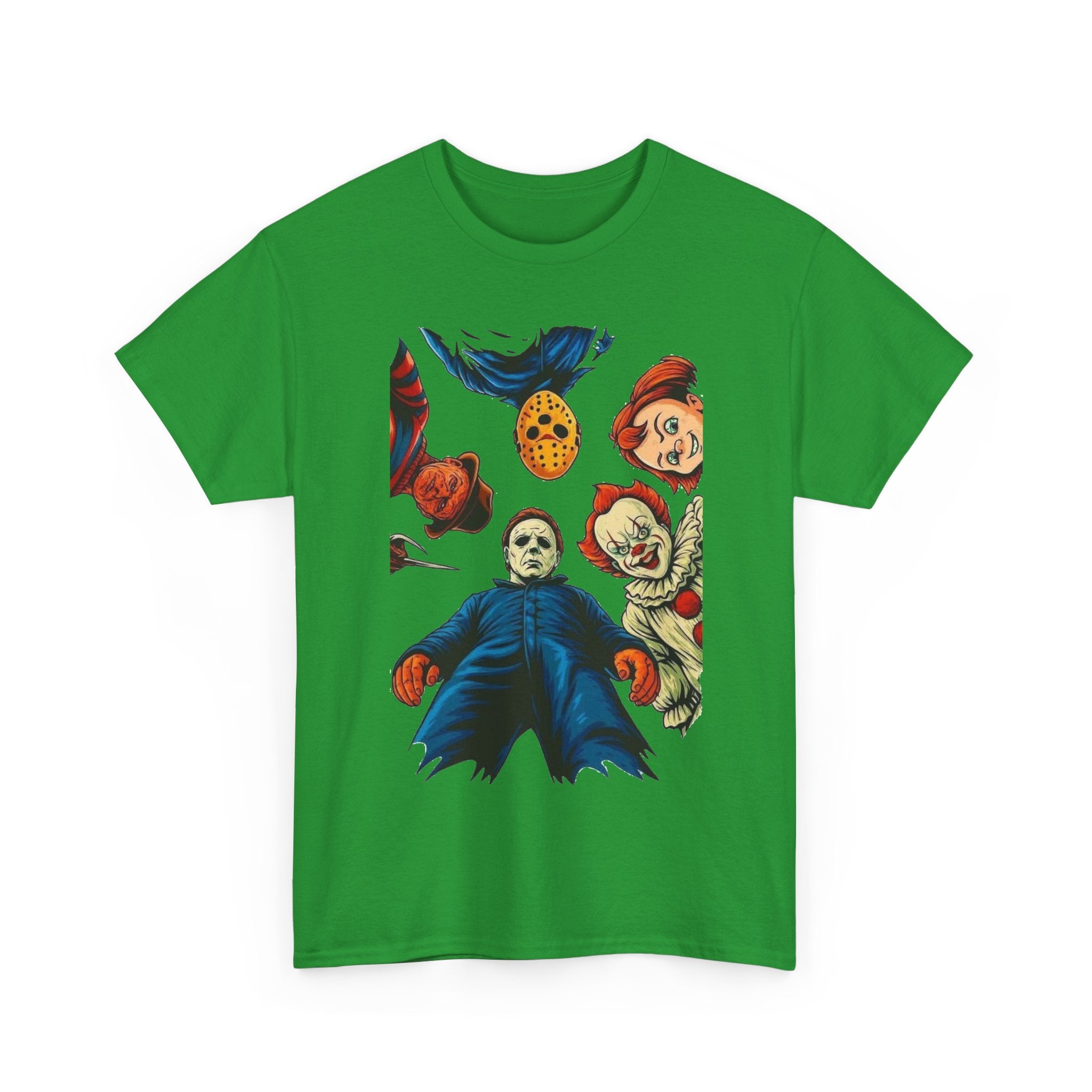 Horror Movie Icons Graphic Tee — Michael Myers, Jason & Classic Clowns Halloween T-Shirt